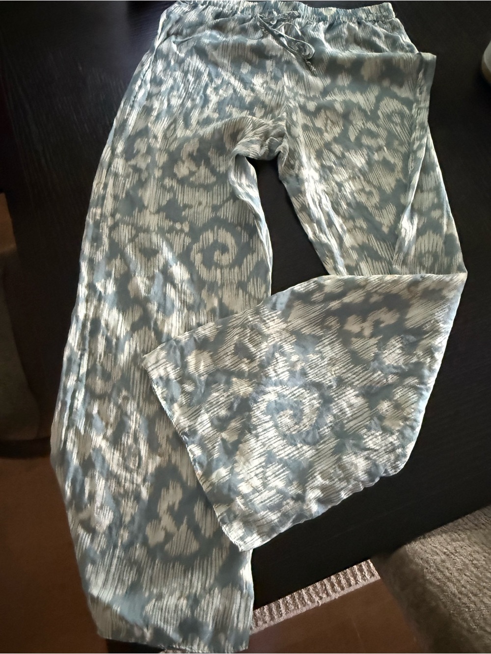 Light Blue Patterned Women’s Wide-Leg pants Medium